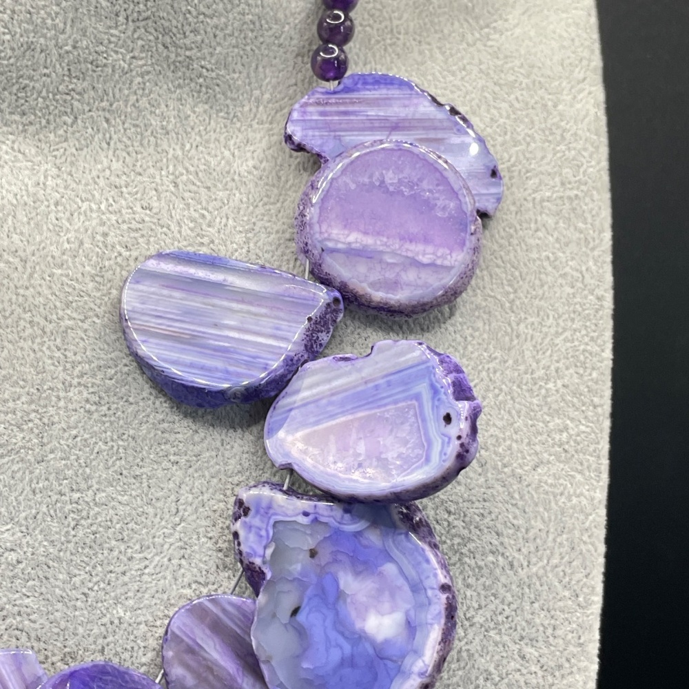 Barse Amethyst Purple Agate Slice Statement Necklace NIB - Picture 8 of 16